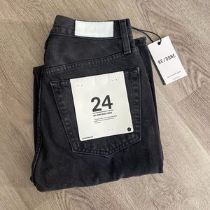 Re/Done high rise loose washed black with rips